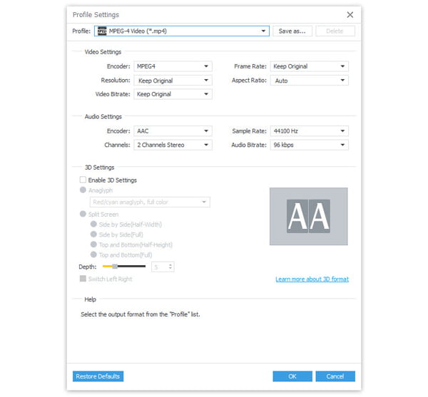 Select MOV as output format